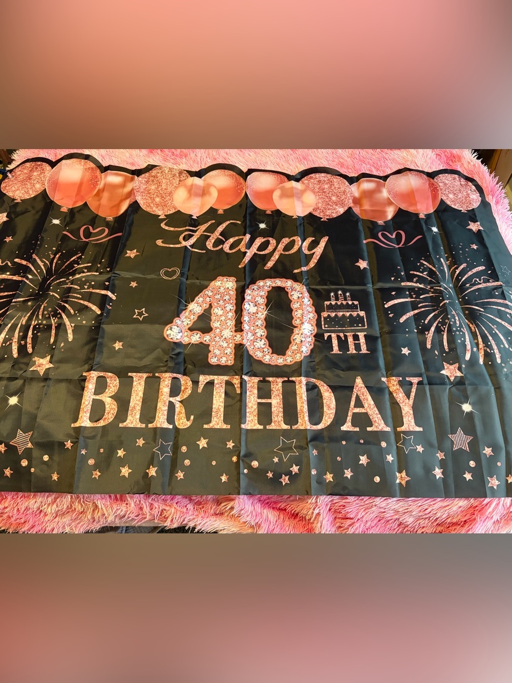 Happy 40th Birthday Rose Gold Banner